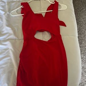 Red dress with cutouts